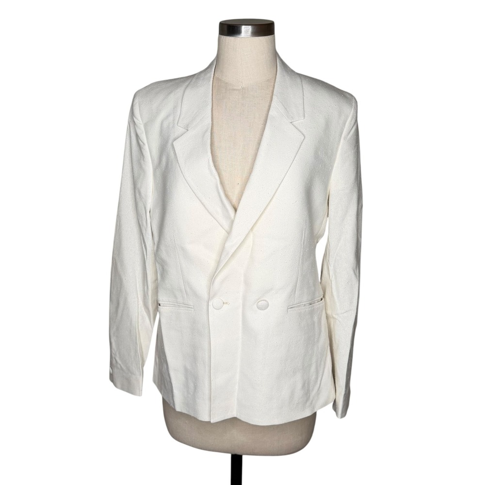 BILLY REID Blazer Cream Silk Double Breasted Tuxedo Jacket Women's Size‎ 8 NEW